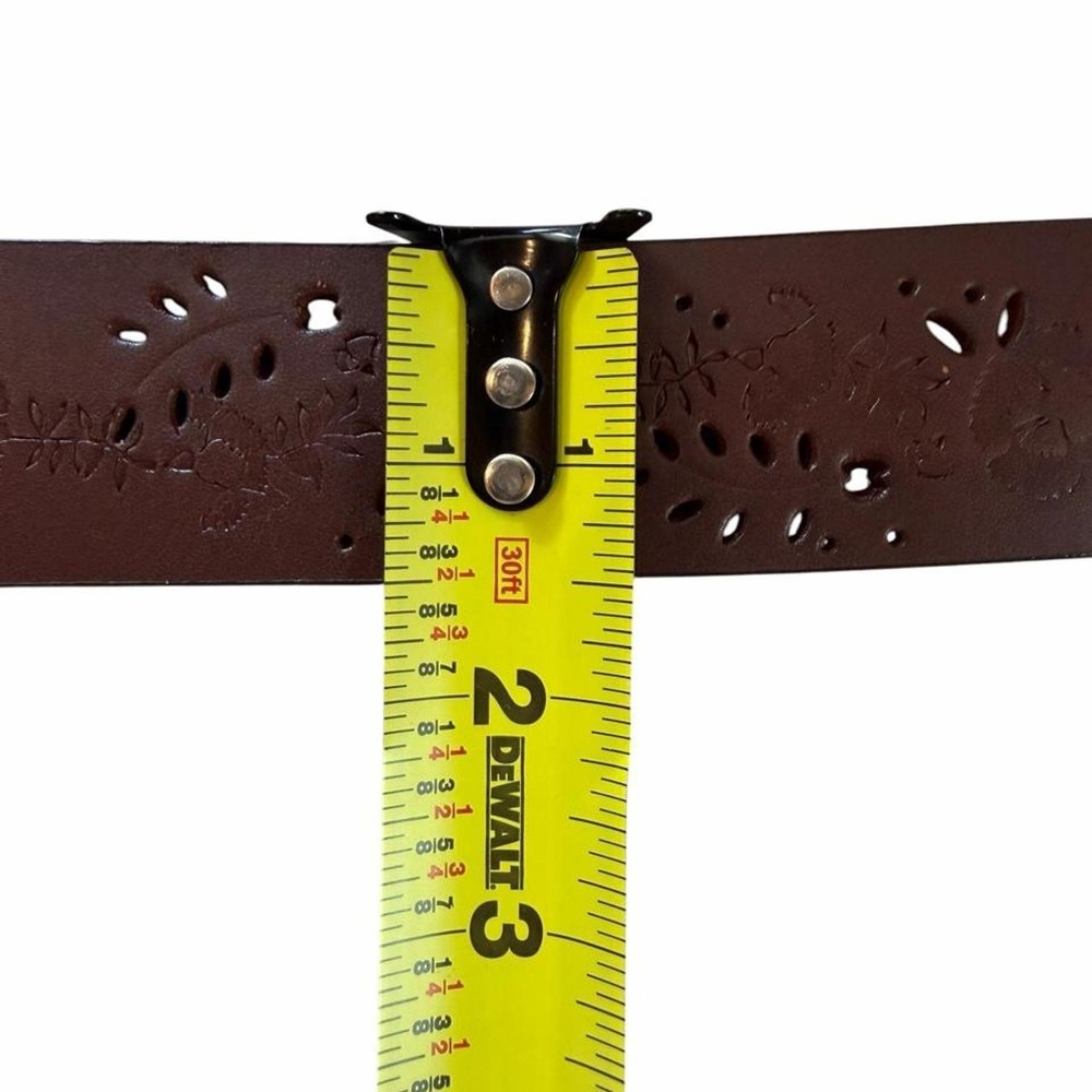 cottagecore brown floral eyelet leather ribbon tie belt l/xl - Picture 6 of 8